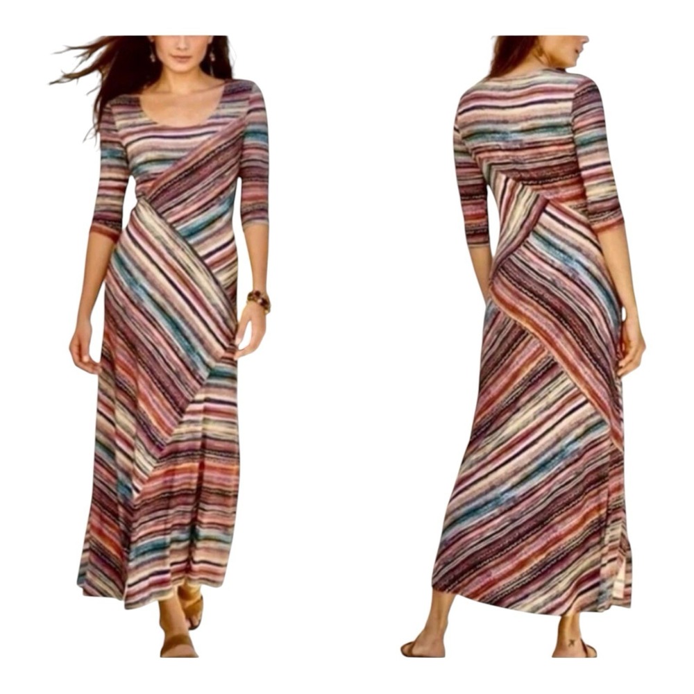 Peruvian‎ Connection Monserrato Colorful Maxi Stretch Jersey Dress Size M Resort